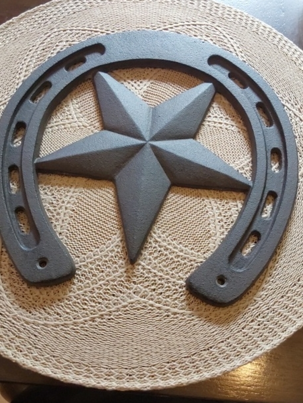 Cast Iron Metal Horseshoe With Star - Rustic Decor